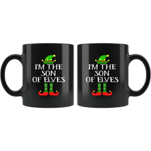 Load image into Gallery viewer, RobustCreative-Im The Son of Elves Family Matching Elf Outfits PJ - 11oz Black Mug Christmas group green pjs costume Gift Idea
