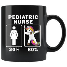 Load image into Gallery viewer, RobustCreative-Pediatric Nurse Dabbing Unicorn 80 20 Principle Superhero Girl Womens - 11oz Black Mug Medical Personnel Gift Idea
