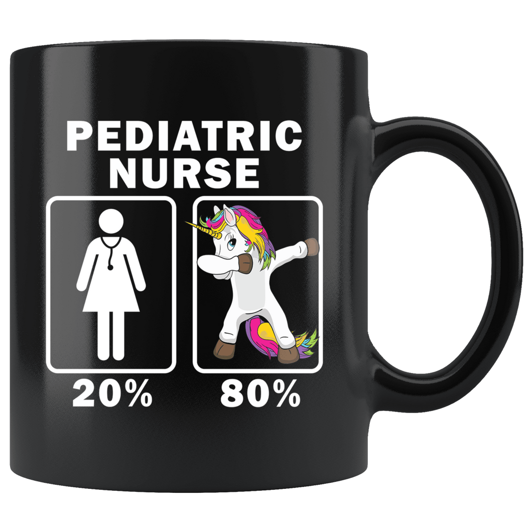 RobustCreative-Pediatric Nurse Dabbing Unicorn 80 20 Principle Superhero Girl Womens - 11oz Black Mug Medical Personnel Gift Idea