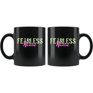 RobustCreative-Fearless Auntie Camo Hard Charger Veterans Day - Military Family 11oz Black Mug Retired or Deployed support troops Gift Idea - Both Sides Printed