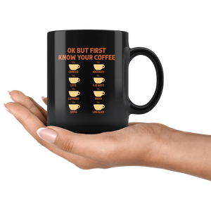 RobustCreative-Ok But First Coffee Funny Coworker Saying - 11oz Black Mug barista coffee maker Gift Idea