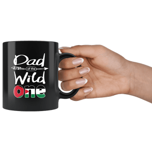 RobustCreative-Jordanian Dad of the Wild One Birthday Jordan Flag Black 11oz Mug Gift Idea
