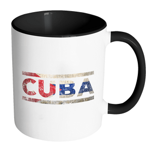 RobustCreative-Retro Vintage Flag Cuban Cuba 11oz Black & White Coffee Mug ~ Both Sides Printed