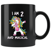 Load image into Gallery viewer, RobustCreative-I am 2 &amp; Magical Unicorn birthday two Years Old Black 11oz Mug Gift Idea
