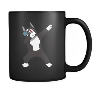 RobustCreative-Dabbing Boston Terrier Dog America Flag - Patriotic Merica Murica Pride - 4th of July USA Independence Day - 11oz Black Funny Coffee Mug Women Men Friends Gift ~ Both Sides Printed