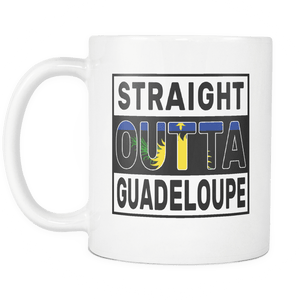 RobustCreative-Straight Outta Guadeloupe - Guadeloupean Flag 11oz Funny White Coffee Mug - Independence Day Family Heritage - Women Men Friends Gift - Both Sides Printed (Distressed)