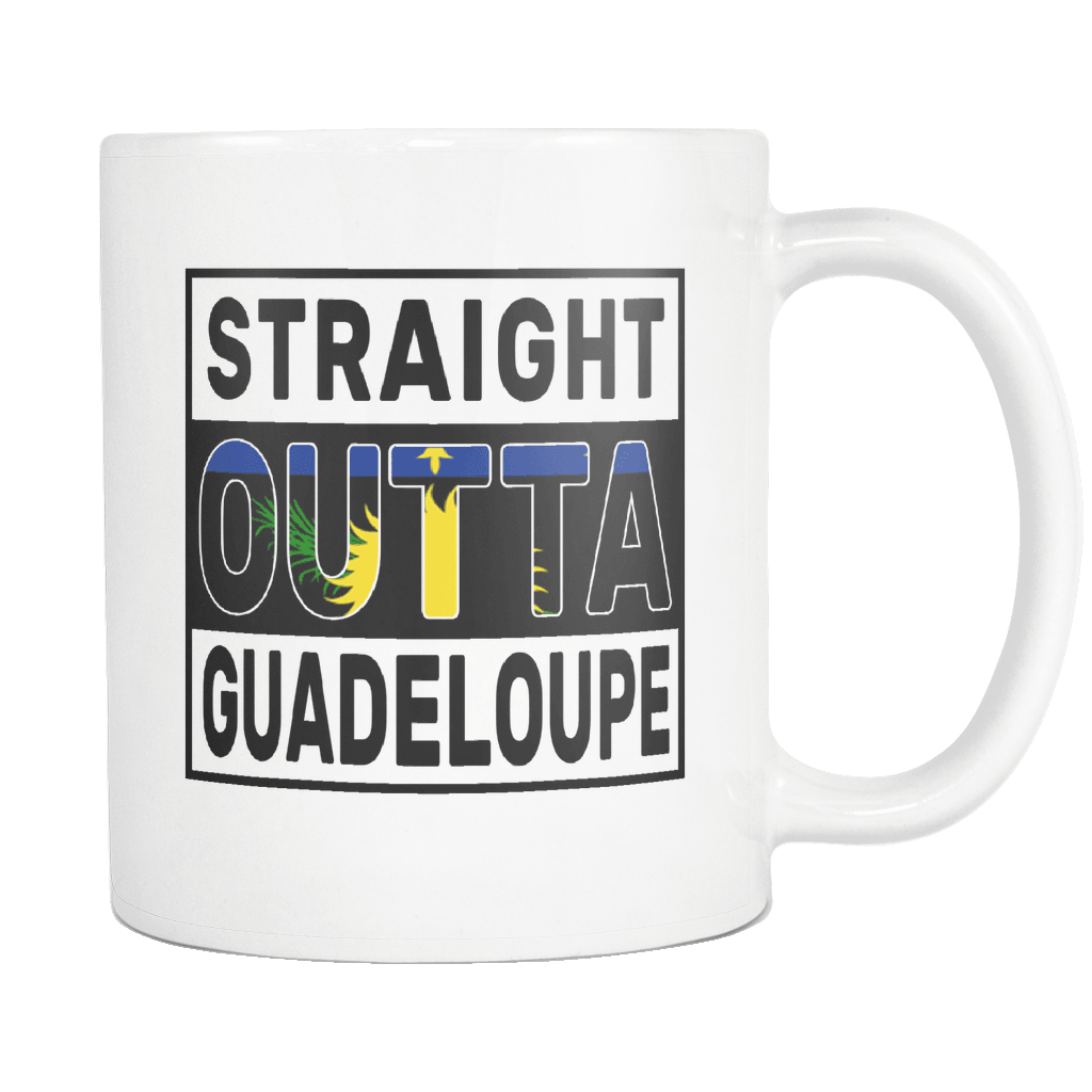 RobustCreative-Straight Outta Guadeloupe - Guadeloupean Flag 11oz Funny White Coffee Mug - Independence Day Family Heritage - Women Men Friends Gift - Both Sides Printed (Distressed)