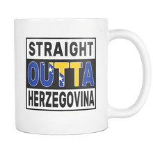 Load image into Gallery viewer, RobustCreative-Straight Outta Herzegovina - Herzegovinian Flag 11oz Funny White Coffee Mug - Independence Day Family Heritage - Women Men Friends Gift - Both Sides Printed (Distressed)
