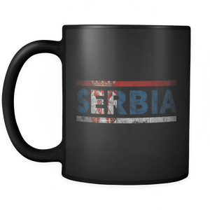 RobustCreative-Retro Vintage Flag Serbian Serbia 11oz Black Coffee Mug ~ Both Sides Printed