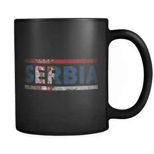 RobustCreative-Retro Vintage Flag Serbian Serbia 11oz Black Coffee Mug ~ Both Sides Printed