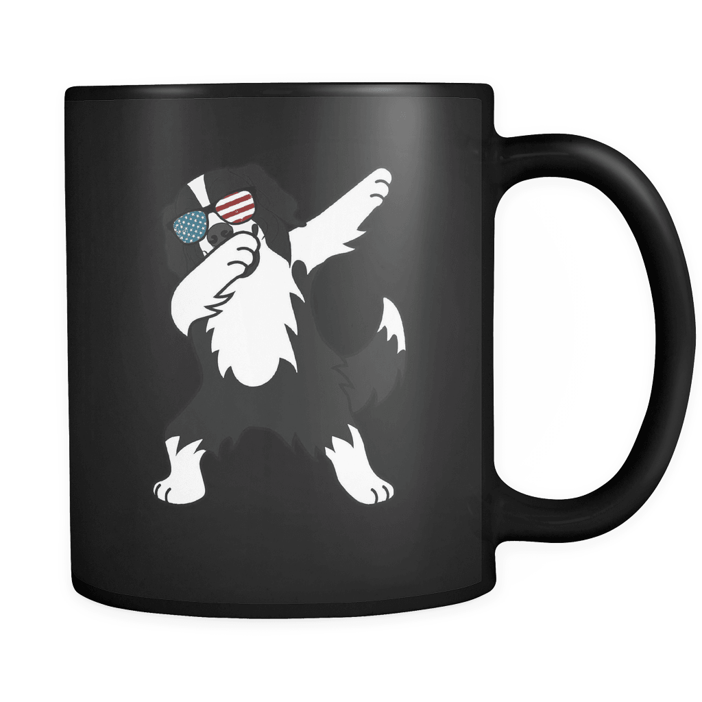 RobustCreative-Dabbing Border Collie Dog America Flag - Patriotic Merica Murica Pride - 4th of July USA Independence Day - 11oz Black Funny Coffee Mug Women Men Friends Gift ~ Both Sides Printed