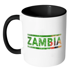 RobustCreative-Retro Vintage Flag Zambian Zambia 11oz Black & White Coffee Mug ~ Both Sides Printed