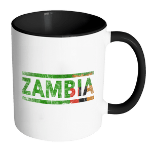 RobustCreative-Retro Vintage Flag Zambian Zambia 11oz Black & White Coffee Mug ~ Both Sides Printed