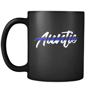 RobustCreative-Police Auntie patriotic Trooper Cop Thin Blue Line  Law Enforcement Officer 11oz Black Coffee Mug ~ Both Sides Printed