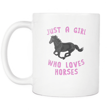 Load image into Gallery viewer, RobustCreative-Just a Girl Who Loves Black Horses: white &amp; pink Mug both sides printed Animal Spirit
