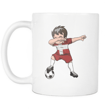 Load image into Gallery viewer, RobustCreative-Dabbing Soccer Boys Denmark Danish Copenhagen Gift National Soccer Tournament Game 11oz White Coffee Mug ~ Both Sides Printed
