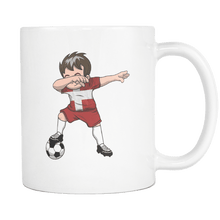 Load image into Gallery viewer, RobustCreative-Dabbing Soccer Boys Denmark Danish Copenhagen Gift National Soccer Tournament Game 11oz White Coffee Mug ~ Both Sides Printed
