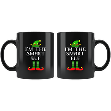 Load image into Gallery viewer, RobustCreative-Im The Smart Elf Matching Family Christmas - 11oz Black Mug Christmas group green pjs costume Gift Idea
