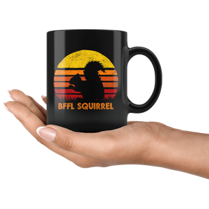 RobustCreative-Best Friends For Life Squirrel BFFL Retro Sunset Silhouette Vintage Safari Black 11oz Mug Gift Idea