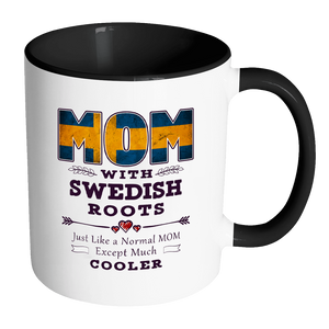 RobustCreative-Best Mom Ever with Swedish Roots - Sweden Flag 11oz Funny Black & White Coffee Mug - Mothers Day Independence Day - Women Men Friends Gift - Both Sides Printed (Distressed)