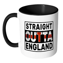 Load image into Gallery viewer, RobustCreative-Straight Outta England - English Flag 11oz Funny Black &amp; White Coffee Mug - Independence Day Family Heritage - Women Men Friends Gift - Both Sides Printed (Distressed)
