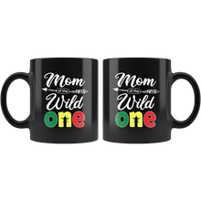 Load image into Gallery viewer, RobustCreative-Senegalese Mom of the Wild One Birthday Senegal Flag Black 11oz Mug Gift Idea
