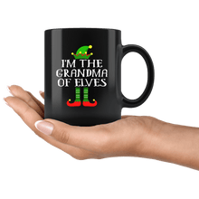 Load image into Gallery viewer, RobustCreative-Im The Grandma of Elves Family Matching Elf Outfits PJ - 11oz Black Mug Christmas group green pjs costume Gift Idea
