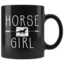 Load image into Gallery viewer, RobustCreative-Wyoming Horse Girl Gifts Wyomingite Shape Country for women - 11oz Black Mug Racing Lover Gift Idea
