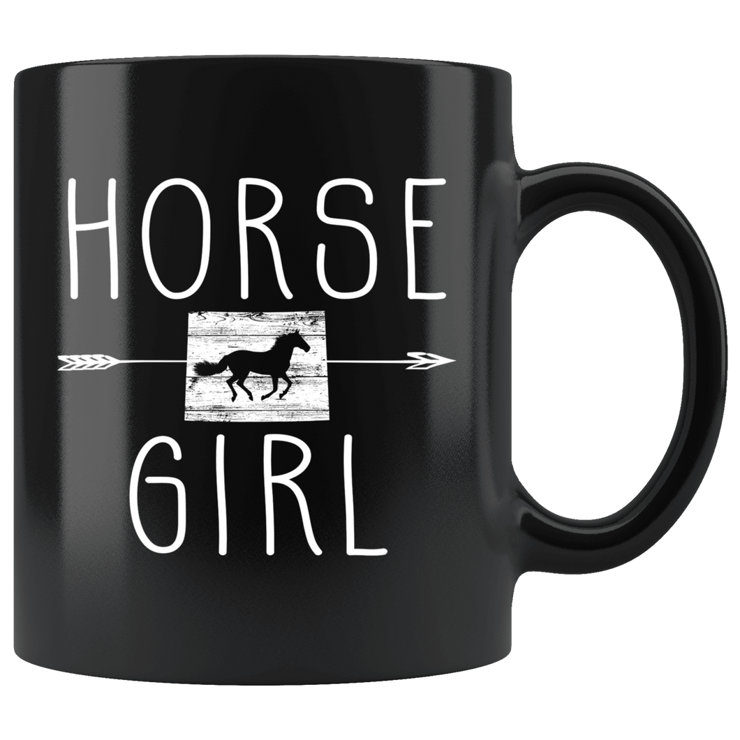 RobustCreative-Wyoming Horse Girl Gifts Wyomingite Shape Country for women - 11oz Black Mug Racing Lover Gift Idea