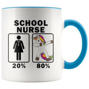 RobustCreative-School Nurse Dabbing Unicorn 80 20 Principle Superhero Girl Womens - 11oz Accent Mug Medical Personnel Gift Idea