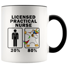 Load image into Gallery viewer, RobustCreative-Licensed Practical Nurse Dabbing Unicorn 80 20 Principle Graduation Gift Mens - 11oz Accent Mug Medical Personnel Gift Idea
