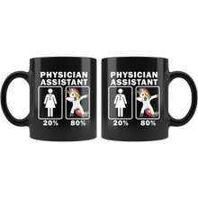 Load image into Gallery viewer, RobustCreative-Physician Assistant Dabbing Unicorn 80 20 Principle Superhero Girl Womens - 11oz Black Mug Medical Personnel Gift Idea
