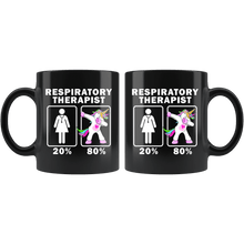 Load image into Gallery viewer, RobustCreative-Respiratory Therapist Dabbing Unicorn 20 80 Principle Superhero Girl Womens - 11oz Black Mug Medical Personnel Gift Idea
