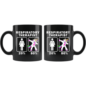 RobustCreative-Respiratory Therapist Dabbing Unicorn 20 80 Principle Superhero Girl Womens - 11oz Black Mug Medical Personnel Gift Idea