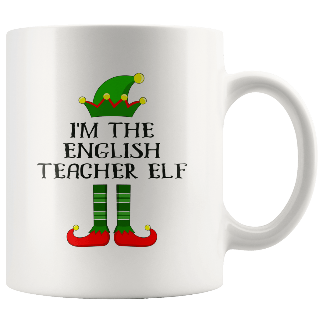 RobustCreative-Im The English Teacher Elf Christmas Teaching's - 11oz White Mug I Just Really Like to Teach Cute Tiny Humans Gift Idea