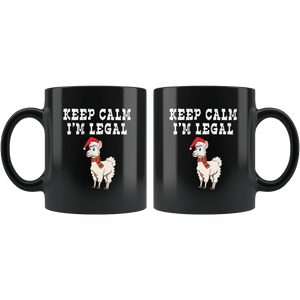 RobustCreative-Llama Dabbing Santa Keep Calm Im Legal Alpaca Peru Santas Hat - 11oz Black Mug Christmas gift idea Gift Idea