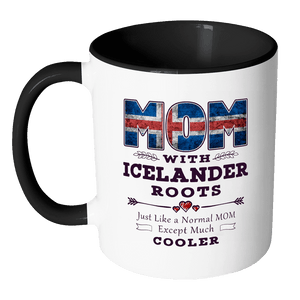 RobustCreative-Best Mom Ever with Icelander Roots - Iceland Flag 11oz Funny Black & White Coffee Mug - Mothers Day Independence Day - Women Men Friends Gift - Both Sides Printed (Distressed)