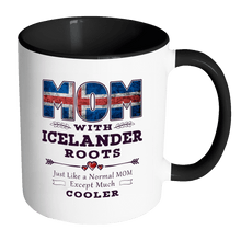 Load image into Gallery viewer, RobustCreative-Best Mom Ever with Icelander Roots - Iceland Flag 11oz Funny Black &amp; White Coffee Mug - Mothers Day Independence Day - Women Men Friends Gift - Both Sides Printed (Distressed)
