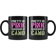 Load image into Gallery viewer, RobustCreative-Military Girl Pretty Pink Dangerous Camo Hard Charger - Military Family 11oz Black Mug Active Component on Duty support troops Gift Idea - Both Sides Printed
