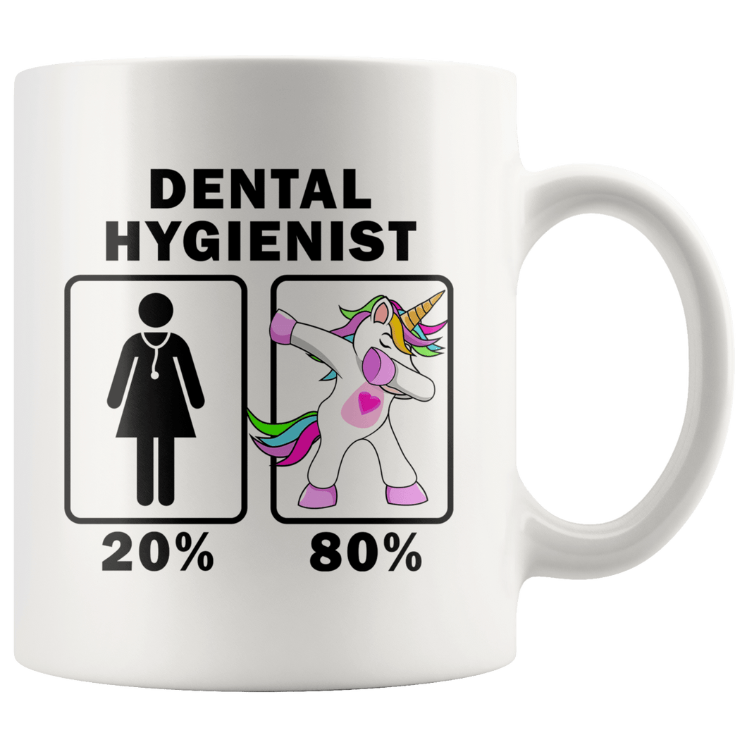 RobustCreative-Dental Hygienist Dabbing Unicorn 20 80 Principle Superhero Girl Womens - 11oz White Mug Medical Personnel Gift Idea