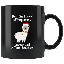 Load image into Gallery viewer, RobustCreative-Llama Spit Happens Santas Hat Quote Saying Cute - 11oz Black Mug Christmas gift idea Gift Idea
