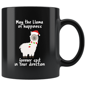 RobustCreative-Llama Spit Happens Santas Hat Quote Saying Cute - 11oz Black Mug Christmas gift idea Gift Idea