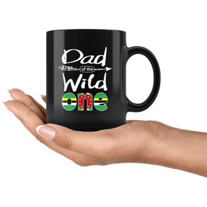 RobustCreative-Dominican Dad of the Wild One Birthday Dominica Flag Black 11oz Mug Gift Idea
