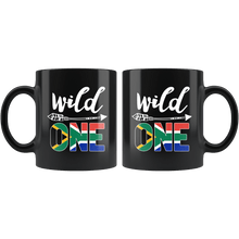 Load image into Gallery viewer, RobustCreative-South Africa Wild One Birthday Outfit 1 South African Flag Black 11oz Mug Gift Idea
