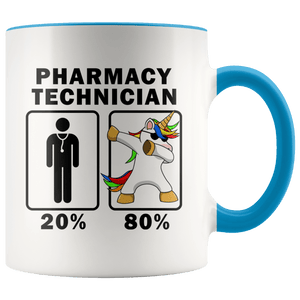 RobustCreative-Pharmacy Technician Dabbing Unicorn 80 20 Principle Graduation Gift Mens - 11oz Accent Mug Medical Personnel Gift Idea