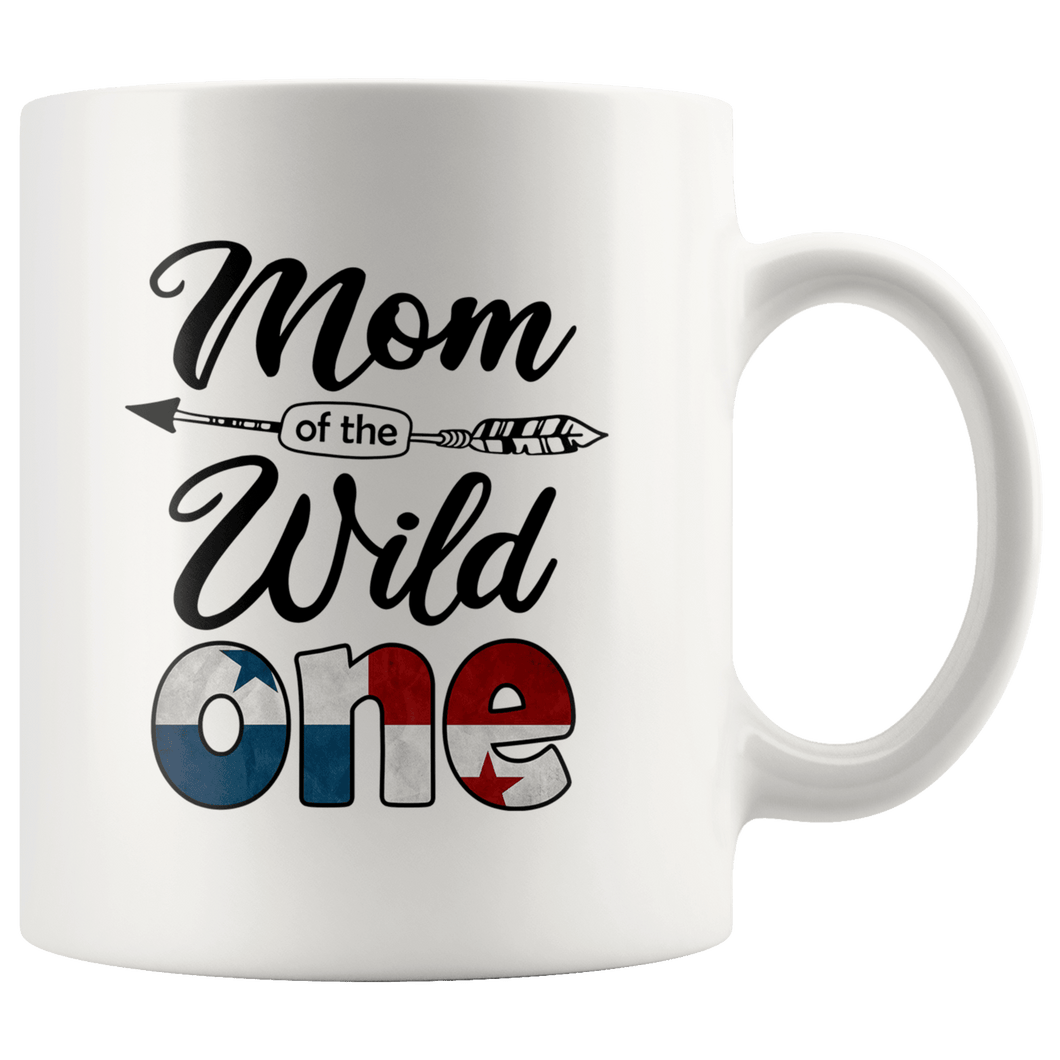 RobustCreative-Panamanian Mom of the Wild One Birthday Panama Flag White 11oz Mug Gift Idea
