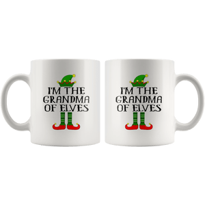 RobustCreative-Im The Grandma of Elves Family Matching Elf Outfits PJ - 11oz White Mug Christmas group green pjs costume Gift Idea