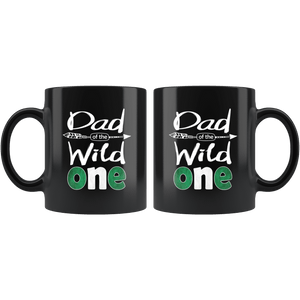 RobustCreative-Nigerian Dad of the Wild One Birthday Nigeria Flag Black 11oz Mug Gift Idea