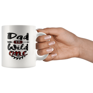 RobustCreative-Dad of the Wild One Lumberjack Woodworker Sawdust - 11oz White Mug red black plaid Woodworking saw dust Gift Idea