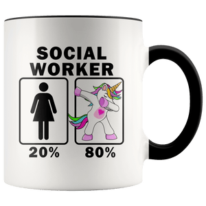 RobustCreative-Social Worker Dabbing Unicorn 20 80 Principle Superhero Girl Womens - 11oz Accent Mug Medical Personnel Gift Idea